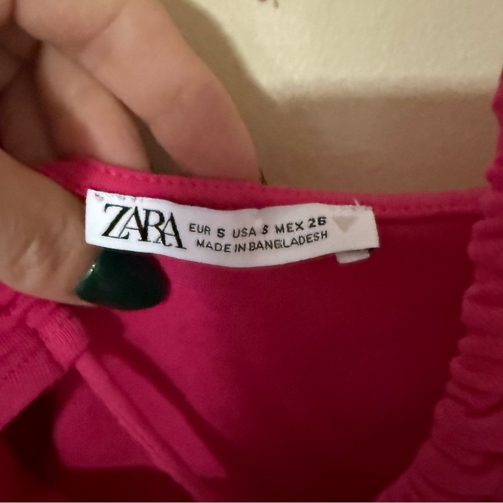 Zara Hot Pink Halter Neck Cut out tie Mini Dress stretch bodycon - Picture 5 of 6